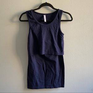 Latched Mama ribbed nursing tank top, size XS, navy blue